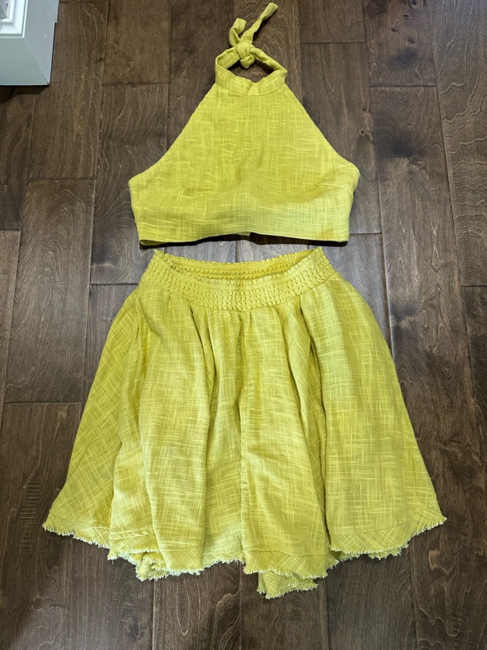 Free People Halter Crop Top and Skirt with pockets Set